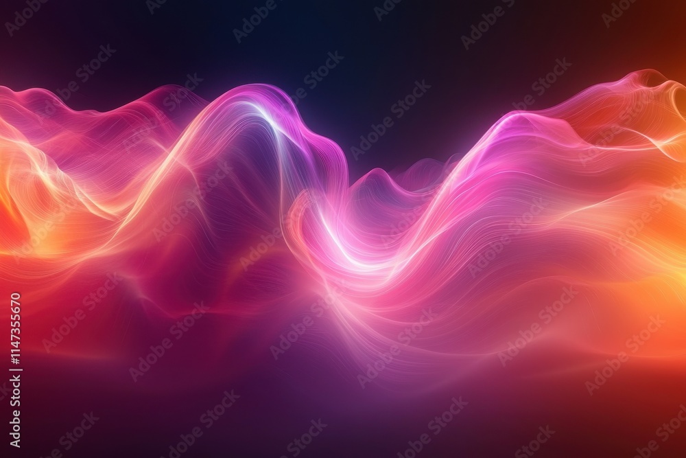Poster dynamic streams of soft pink and orange light abstract motion art digital creation vibrant environme