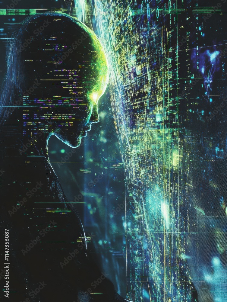 Leinwandbilder collaboration between human and artificial intelligence in a futuristic workspace setting. generativ