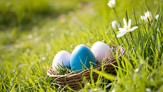 easter eggs in grass