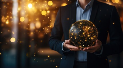 Fototapeta premium Global Network in Hands: A Vision of Interconnection