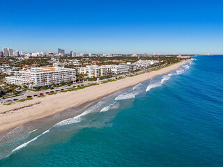Gorgeous clear beach day near Worth Ave at Palm Beach in Palm Beach County, Florida
