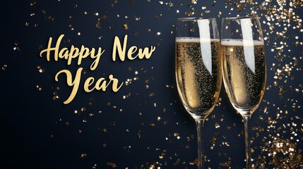 Happy New Year Celebration with Champagne Toasts