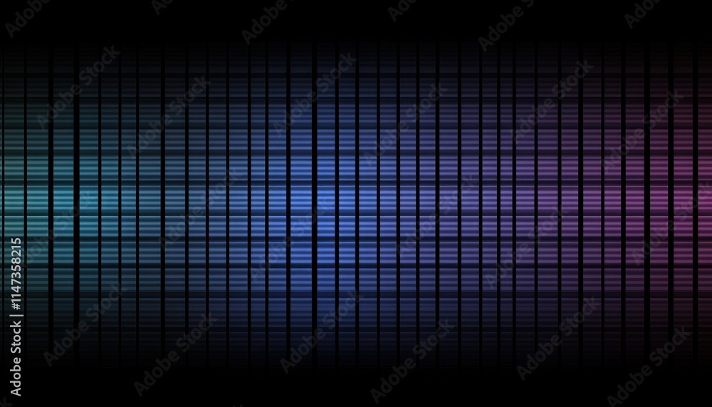 Aufkleber abstract digital music visualizer with colorful bars on black background