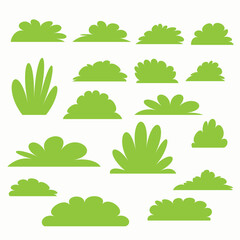 collection of green bush and shrub silhouettes , each showcasing a unique shape, highlighting the vibrant green hues of the foliage.