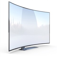 Fototapeta premium Modern curved TV screen with a white clear display isolated on a white background