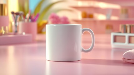 Mug Mockup at a Professional Makeup Station. Generative AI
