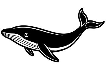 Fototapeta premium A whale diving underwater vector silhouette illustration on white background