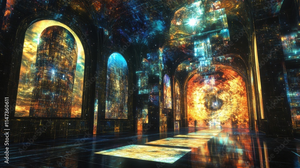 Poster explore a remarkable digital gallery filled with unique virtual artworks and vibrant avatars illumin