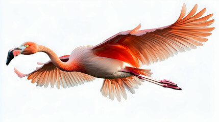 Flamingo Takes Flight: Wings Soar, Feathers Glide Gracefully