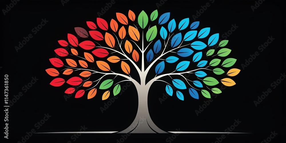 Poster a colorful tree with leaves of different colors
