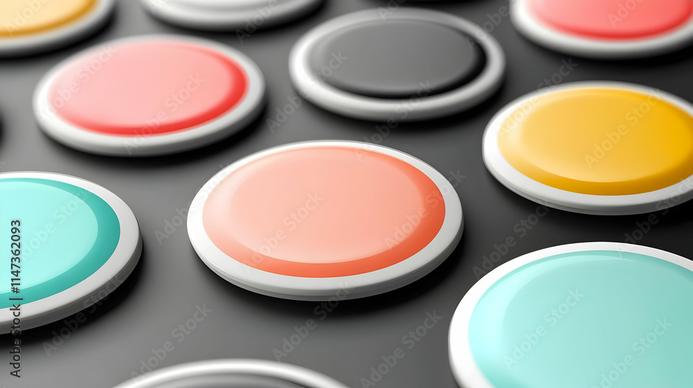 Poster colorful buttons displayed on a gray background