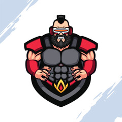 The Muscular Angry Mohawk Guy Cyberpunk Army Vector Mascot
