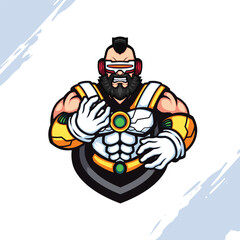 The Futuristic Armored Cyberpunk Angry Mohawk Guy Vector Mascot