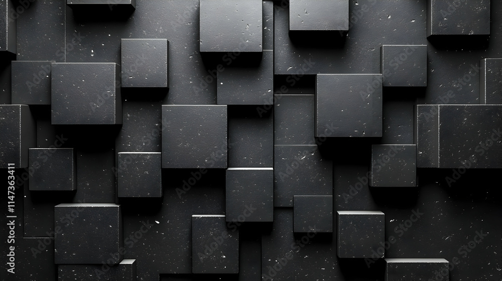 Poster black cubes form abstract background texture geometrically