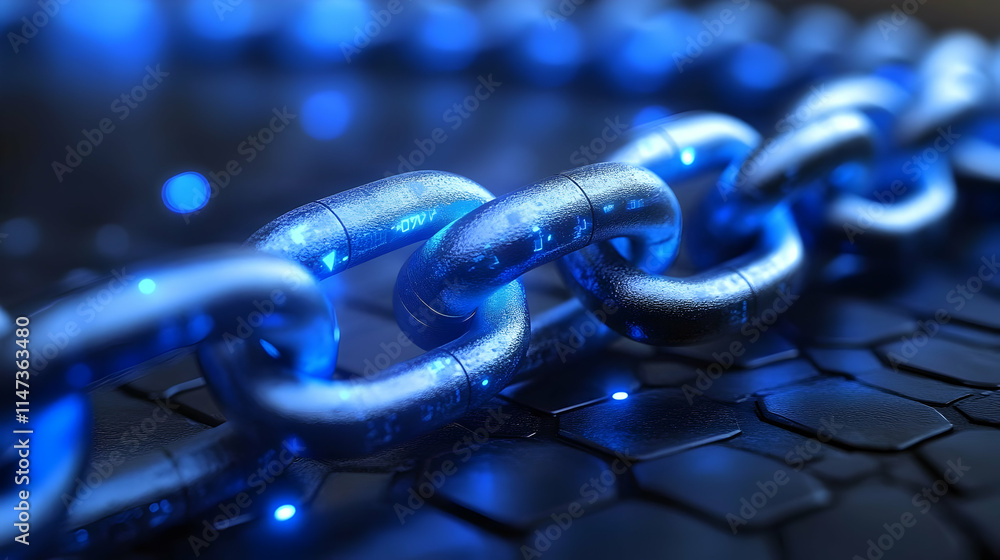 Poster data chain links securely connect data, ensuring integrity and confidentiality