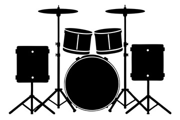 Silhouette of drums flat vector style 