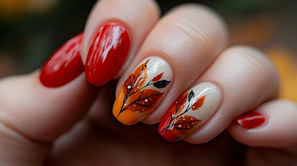 Autumn Leaves Nail Art Tutorial: Red & Orange Design Inspiration