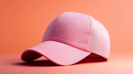 Fototapeta premium Pink Cap with Peach Background. Generative AI