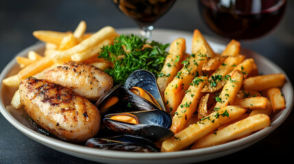 Seafood Delights Meet Crispy Fries: A Culinary Fusion
