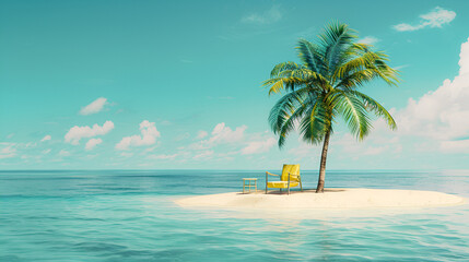 Fototapeta premium Island Palm Beach, Traveling Concept, Generative Ai