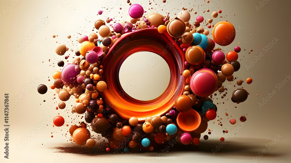 Aufkleber colorful spheres explode and swirl dynamically