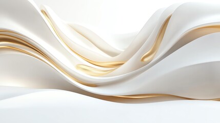Abstract flowing shapes in soft white and gold tones create a serene, modern aesthetic for design projects.