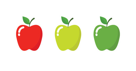 Fresh healthy food sign. green, yellow and red apples with leaves