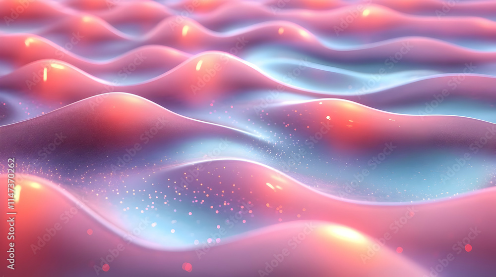 Poster abstract waves flow smoothly with colorful lights