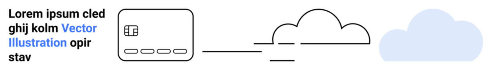Text block with placeholder text next to a simplistic cloud and network icon. Ideal for cloud computing, data storage, networking, information technology, web services, digital transformation, online