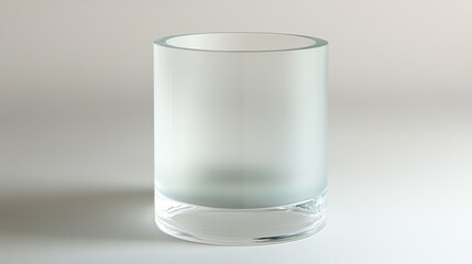 A sleek, frosted glass cup on a minimalist surface, perfect for showcasing beverages with style and elegance.