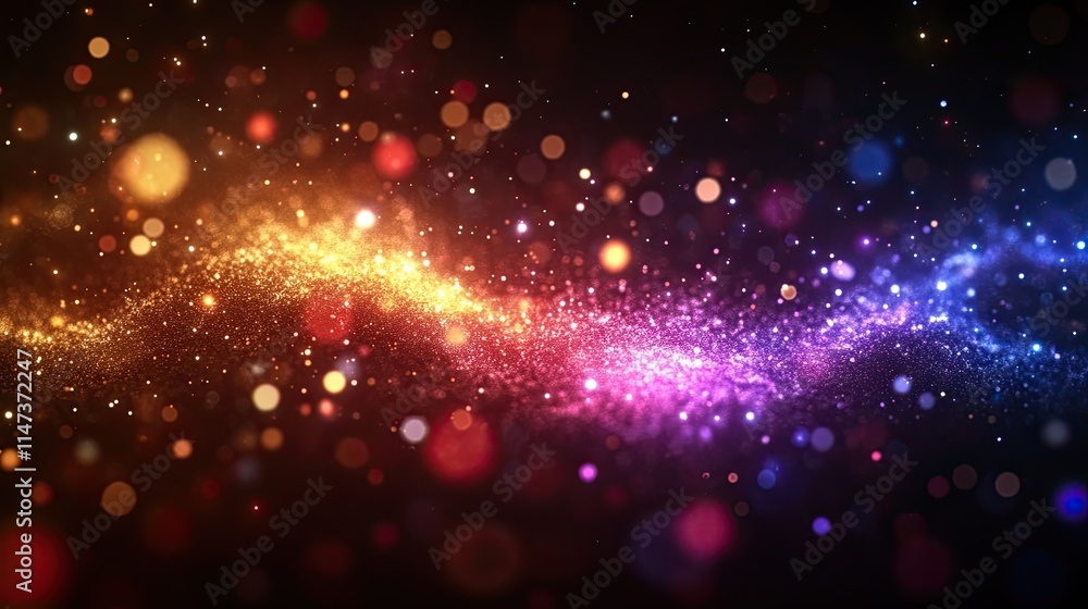 Poster colorful abstract background with shimmering lights and particles in a cosmic swirl
