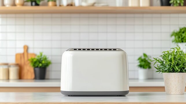 Modern kitchen toaster cozy home appliance photography bright environment front view culinary essentials