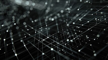 Fototapeta premium This image features a futuristic grid design with white elements on a pitch-black background, conveying a sense of modernity and technology. Ideal for digital projects.