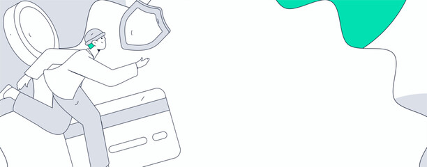 Online shopping payment security character flat vector concept operation hand drawn illustration
