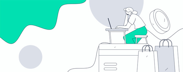 Online shopping payment security character flat vector concept operation hand drawn illustration
