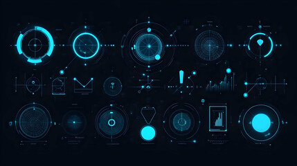 Fototapeta premium Futuristic HUD Displays Data Visualization with Charts and Graphs Dynamically
