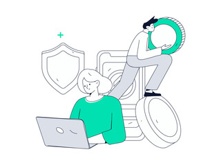 Online shopping payment security character flat vector concept operation hand drawn illustration
