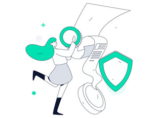 Online shopping payment security character flat vector concept operation hand drawn illustration
