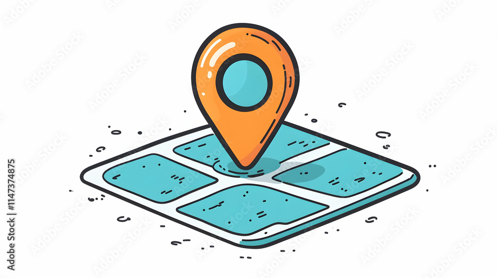 Poster location pin marks spot on map grid for navigation