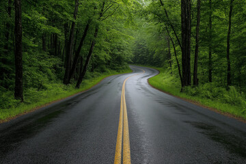Empty natural jungle highway road wallpaper