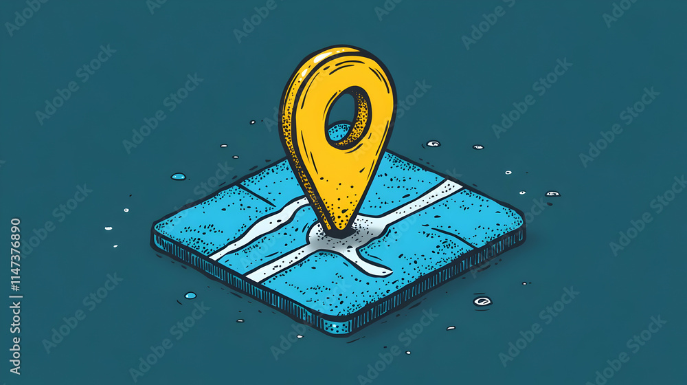 Poster location pin marks spot on map for navigation