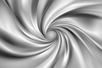Elegant Silver Spiral Fabric Texture Design with Smooth Waves, Luxurious Shimmering Surface and Soft Drapery for Abstract Backgrounds or Artistic Creations