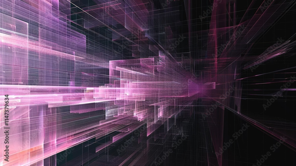 Poster this abstract digital art piece features vibrant lines and geometric shapes, exploring modern concep