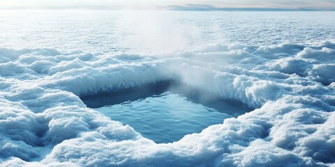 Fototapeta premium Serene winter scene of pristine icy lake with misty atmosphere