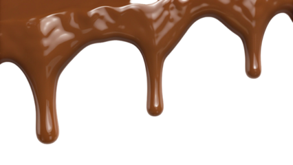 a close-up of a drizzle of chocolate isolated on transparent background