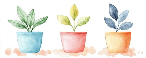 Growth flat design front view personal development theme watercolor colored pastel