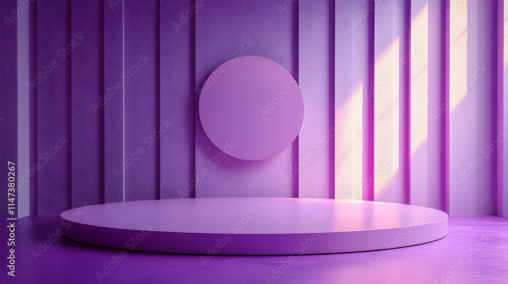 Poster purple podium presentation background display with light and shadow