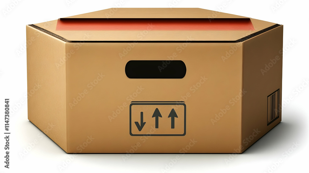 Poster shipping box displays handling instructions with up and down arrows