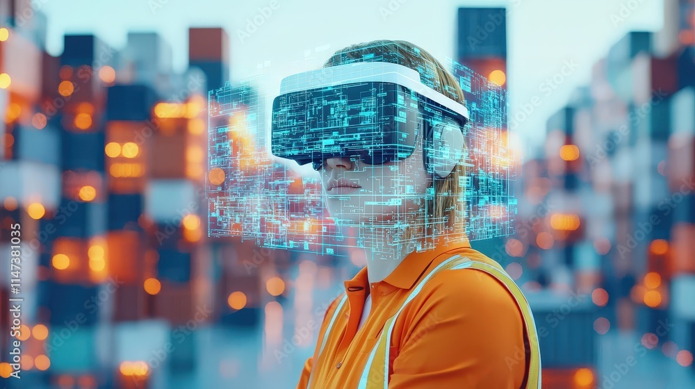Poster operators using augmented reality glasses in a logistics planning scenario.