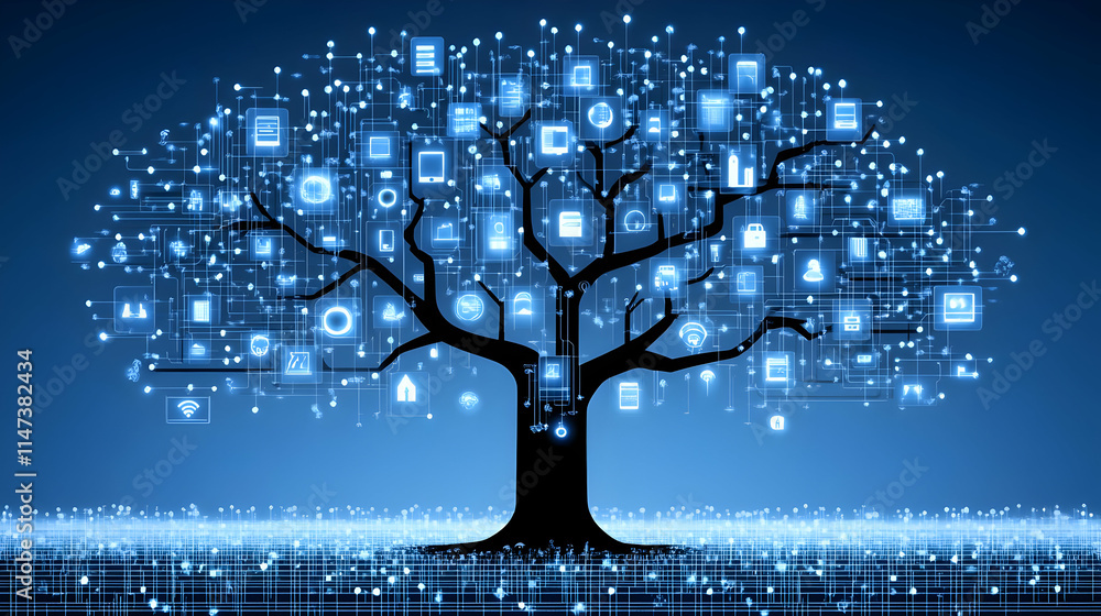 Poster technology tree grows data: innovation connecting devices seamlessly